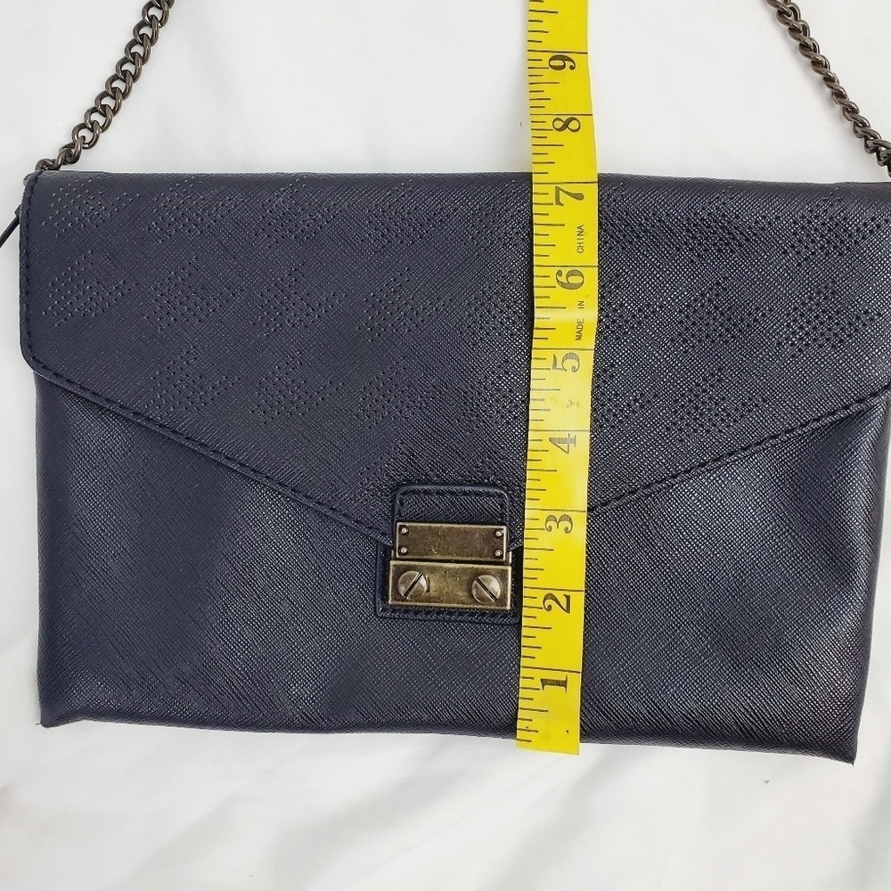 JCrew Perforated Vegan Leather Black clutch with Chain Shoulder Strap Bag Purse - Picture 10 of 13